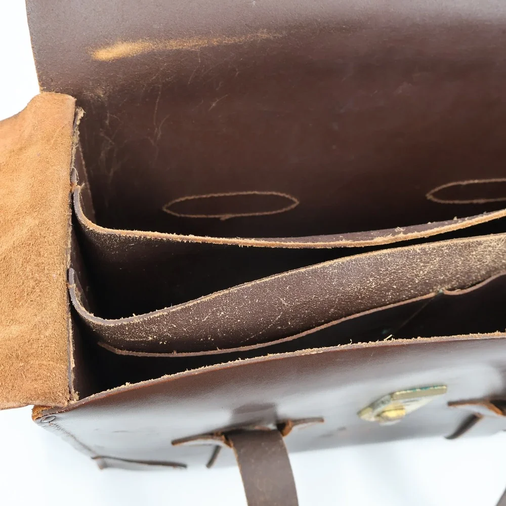 US Property Briefcase Leather Type VIII Brown Vintage Military Attache Bag 16in